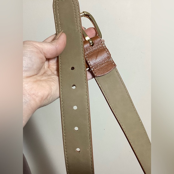 Talbots Womens Genuine Leather Belt Size L Tan Brown Minimalist Workwear Classic - Picture 5 of 16